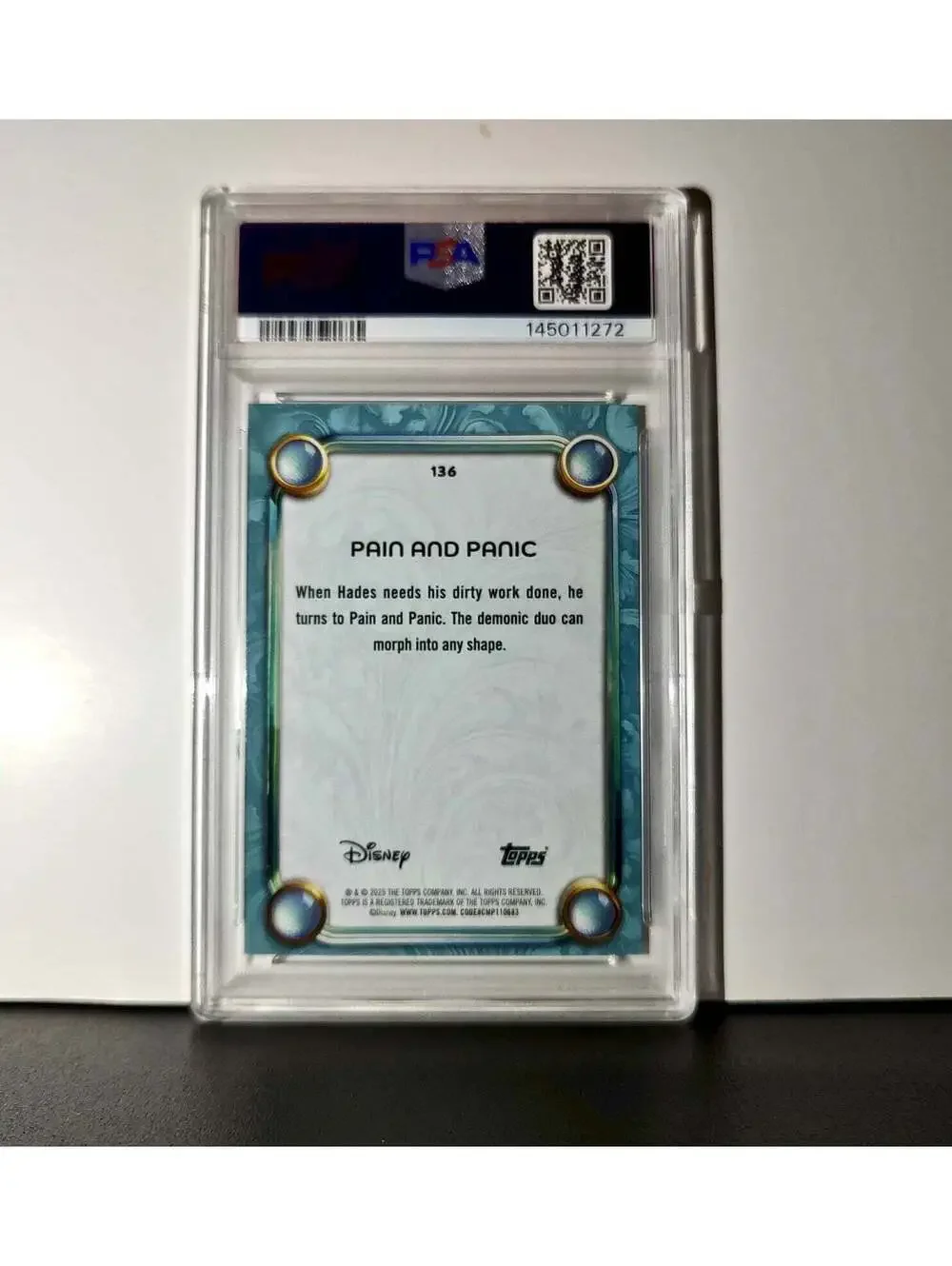 Pain and Panic 2025 Topps Disney Wonder #136 Diamond Card Hercules PSA 6